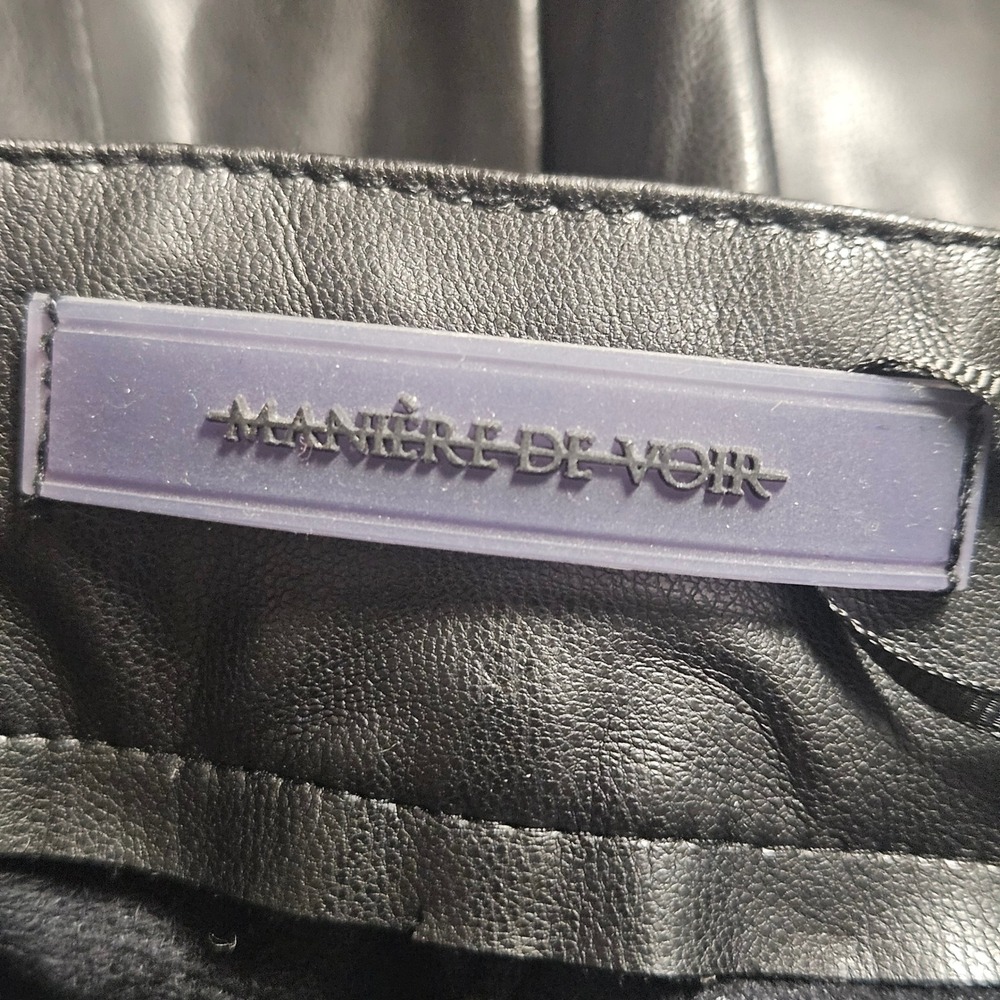 Maniere De Voir Tacked Vegan Leather Trousers Ruched 8 Edgy Punk Streetwear - Picture 3 of 8